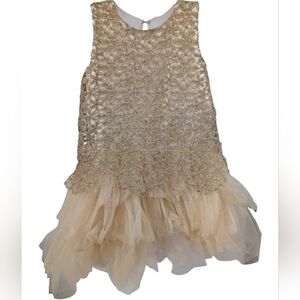 Trish Scully Girls' Gold Lace & Tulle Party Dress